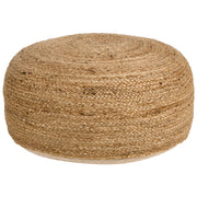 Pouf rotondo in iuta beige con imbottitura in perline di EPS, 70 x 70 cm, stile boho