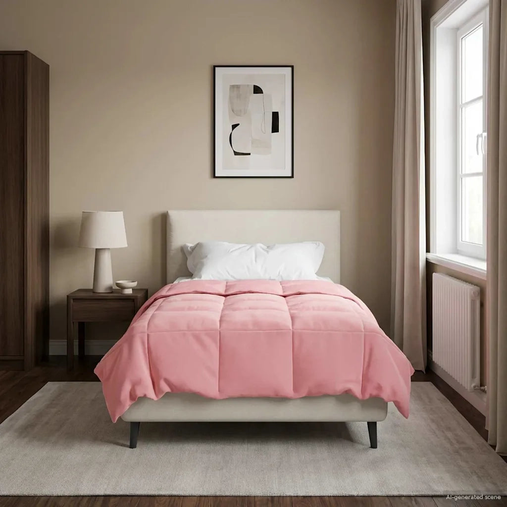 Duvet Invernale Trapuntato Rosa 140 x 200 cm Microfibra 42026110