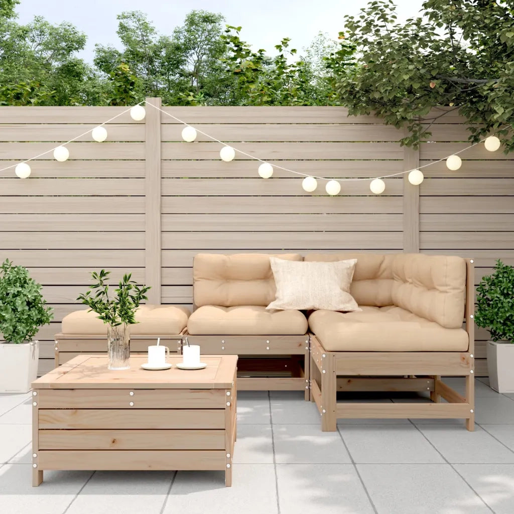Set Divani Giardino 6 pz con Cuscini in Legno Massello di Pino