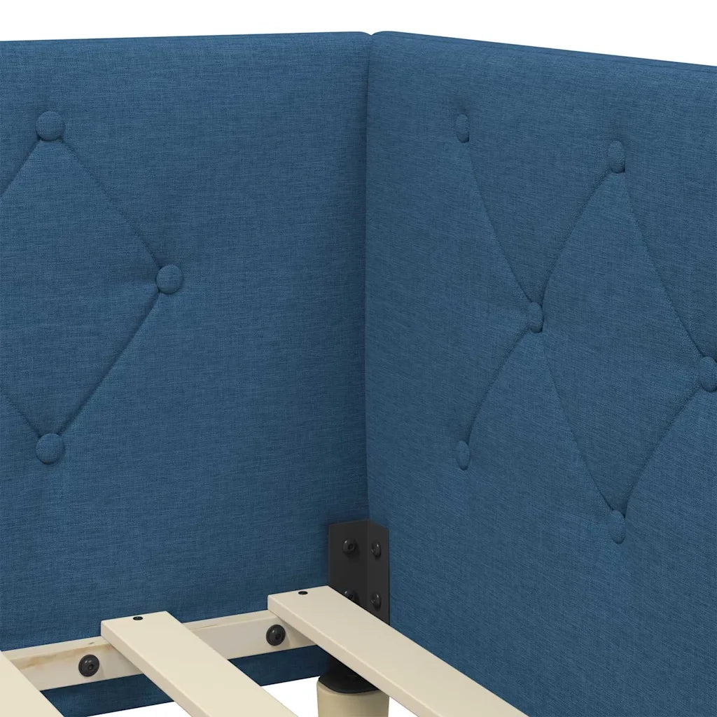 Cornice del letto ad angolo Blu 90 x 200 cm Tessuto