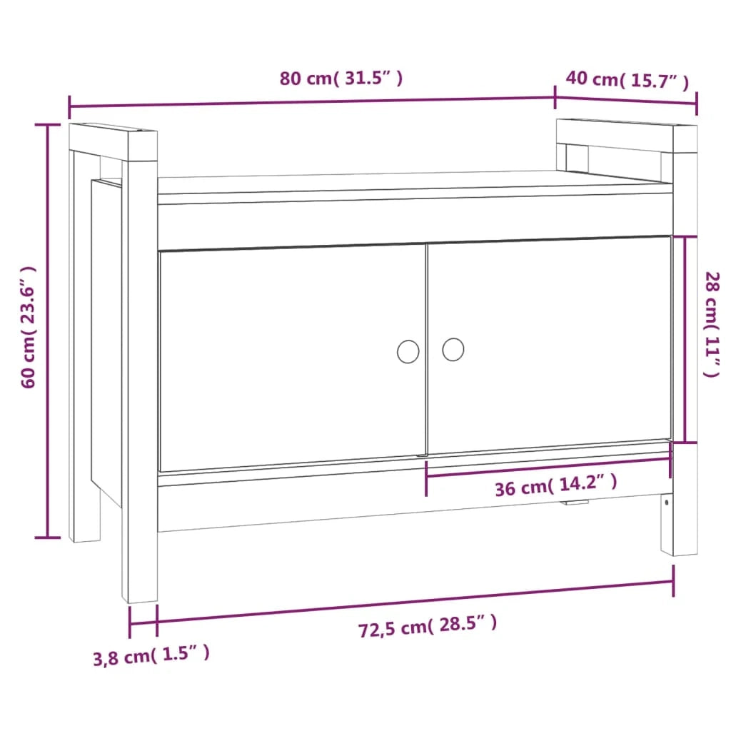 Panca da ingresso 80 x 40 x 60 cm in legno massello di pino grigio 02_0010871