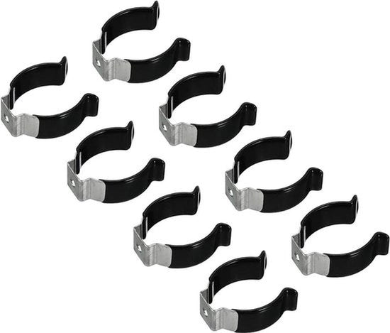 Sostegno a LED - Braccio - Acciaio Inossidabile - Braccio di Montaggio - Supporto - Piastrine a Stantuffo - Molla - Nero - Pacchetto da 8.