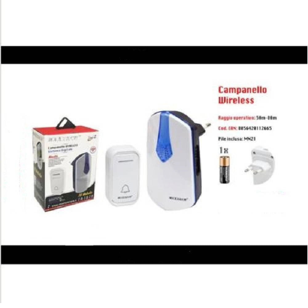 Trade Shop - Campanello Wireless Con Spina Wifi Raggio 80m A Led Senza Fili Maxtech Camp-01 -