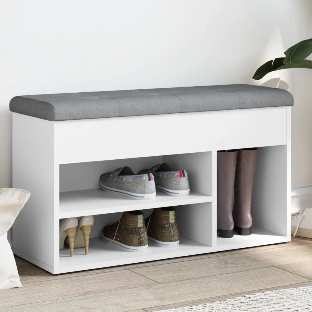 Panca-Sgabello Scarpiera Bianca 82x32x45,5 cm in Legno Massello