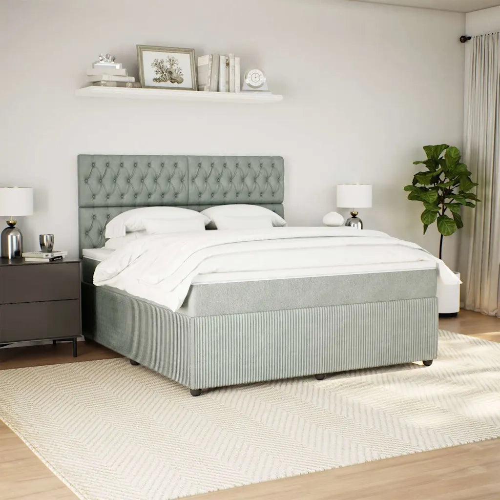 Giroletto a Molle con Materasso Grigio Chiaro 180x200cm Velluto