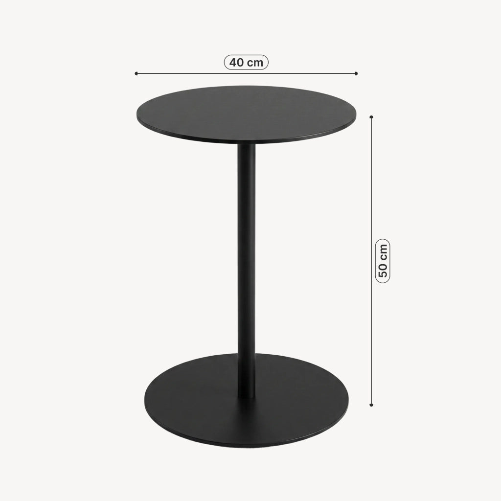 Tavolino Laterale da Divano Nastätten Metallo Piano Rotondo - Nero opaco [en.casa]