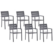 Set di 6 sedie da giardino da pranzo nero con schienale a doghe in alluminio anodizzato set di sedie da esterno
