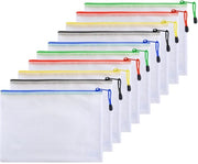 Documenti A5, 10 borse documentali con cerniera, A5 borse documentali in plastica trasparente con cerniera per documenti, cosmetici, compiti, accessori di viaggio, A5 borse documentali impermeabili
