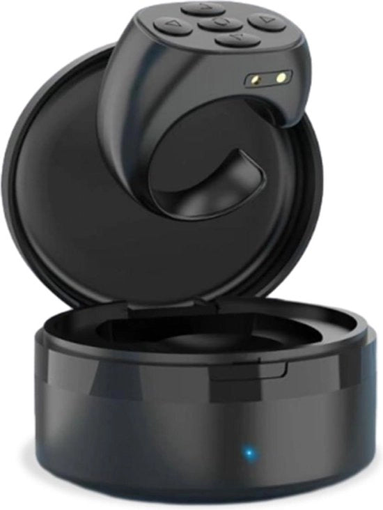 Accessorio per smartphone con funzione di scatto selfie tramite Bluetooth, dotato di pulsante e rilascio di tensione wireless.