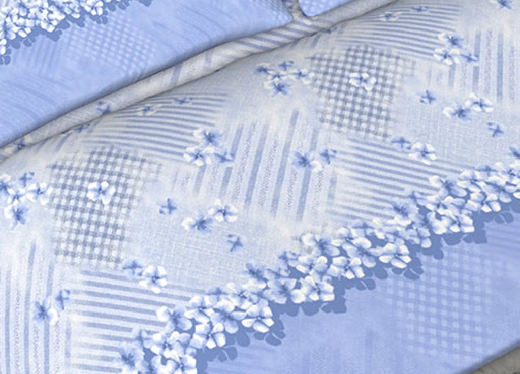 Completo Lenzuola 100% Cotone Made Italy Fantasia Firenze C.N. - Matrimoniale - Sky Blu