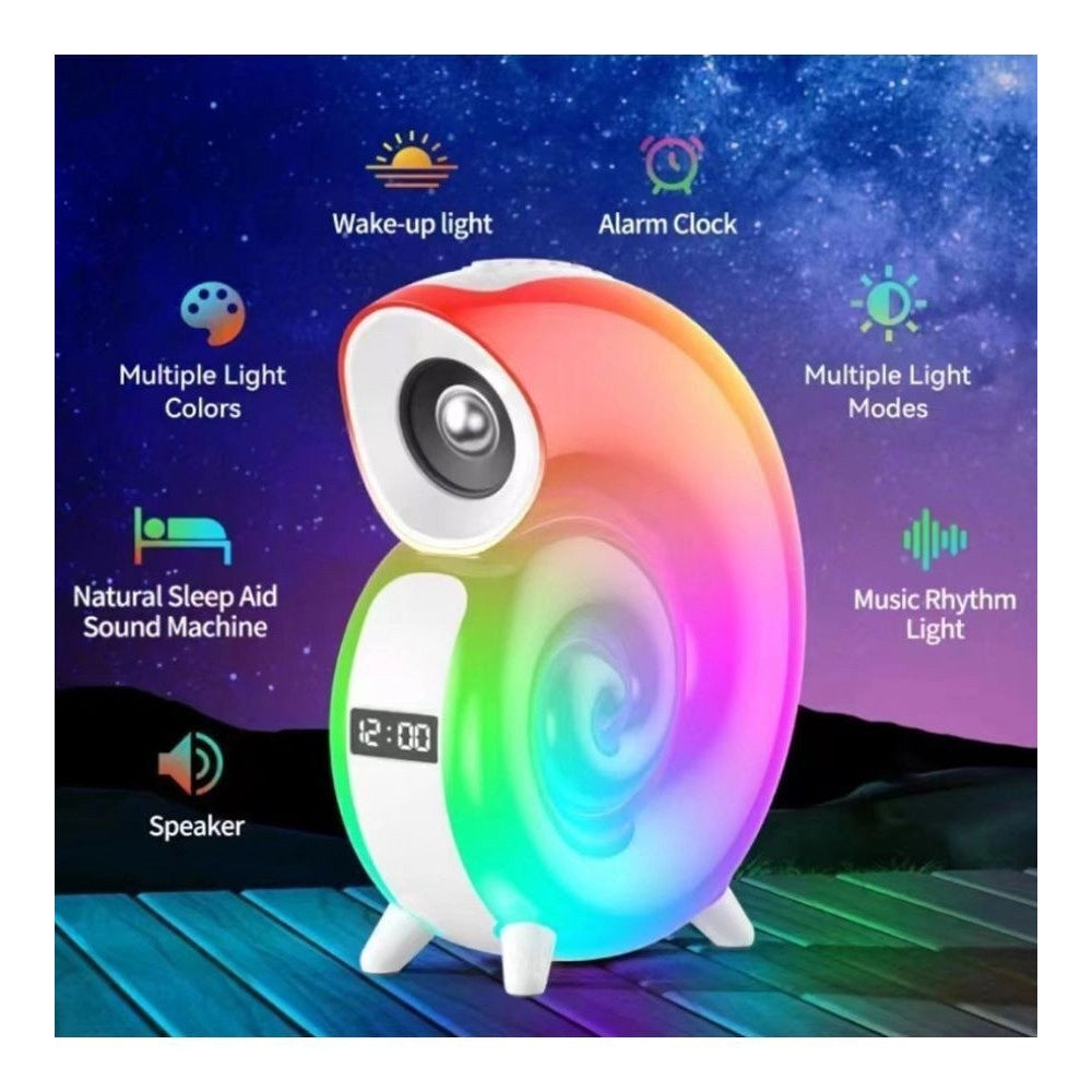 Trade Shop - Cassa Speaker Bluetooth Bt Lampada Led Rgb Conchiglia Con Orologio Display Sveglia -