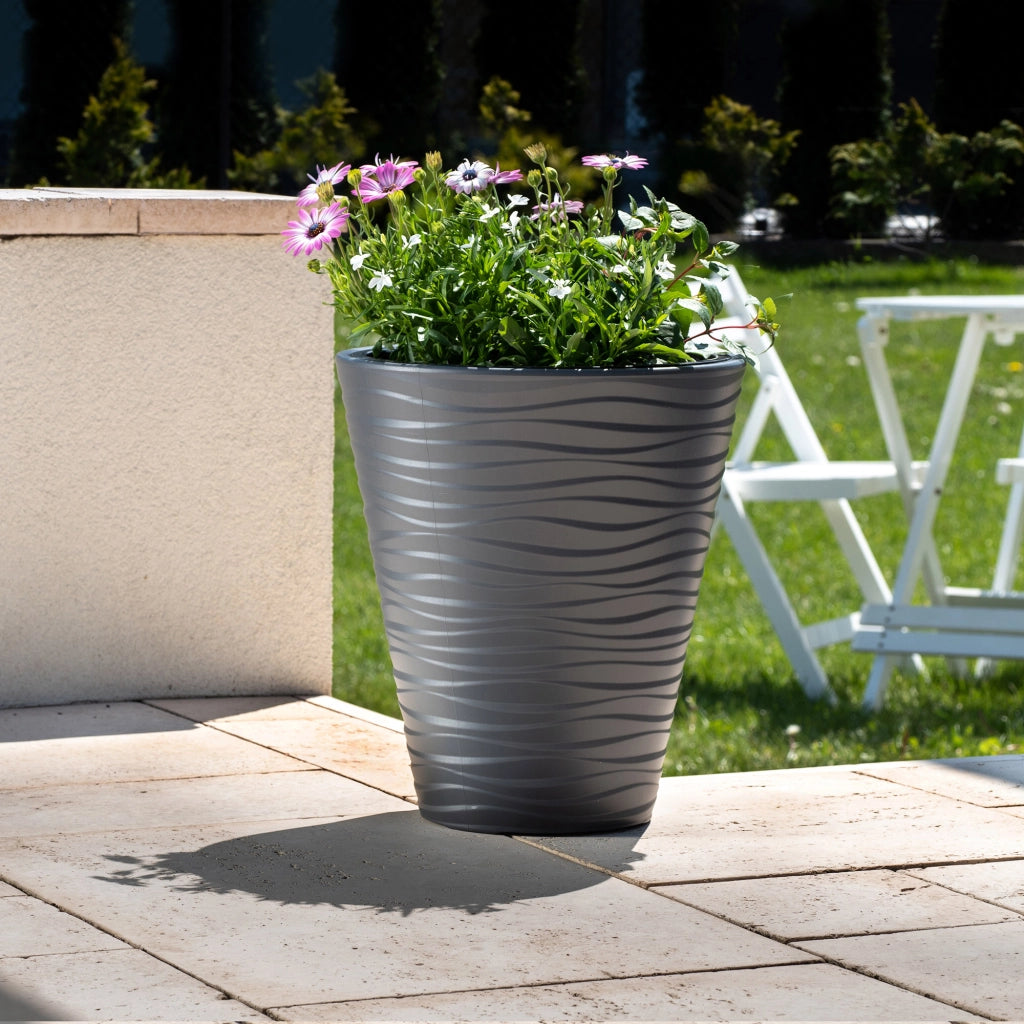 Vaso da fiori KADAX da 30 cm con coperchio e inserto in plastica antracite