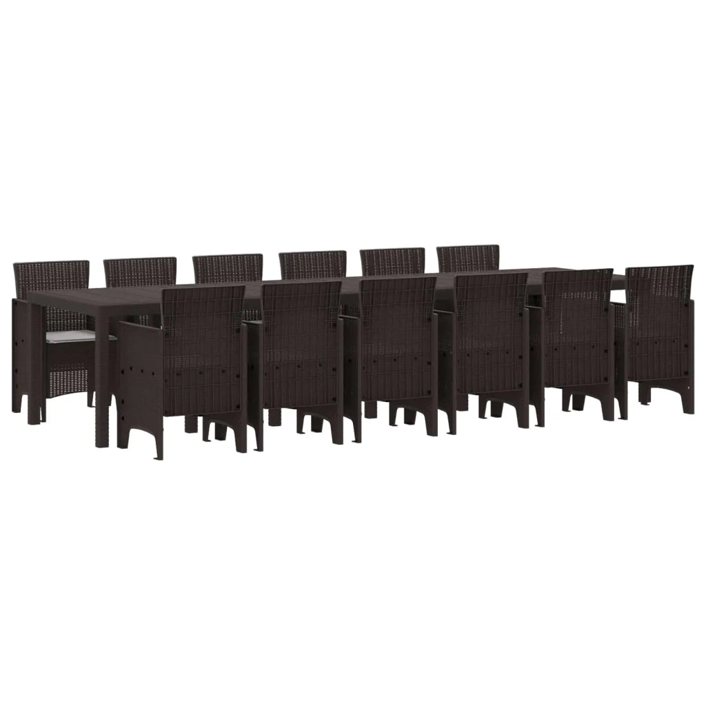 Set da Pranzo per Giardino 13 pcs Marrone Rattan Polt 3378779