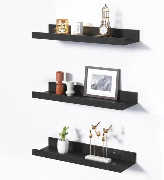 Pannelli floating 3-pack per decorazione di parete 80 cm - Pannello da appendere per la conservazione in bagno, camera da letto, soggiorno e cucina