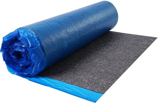 Pavimento 18,6 m²/Rol, 3 mm Lamina di Copertura con Strato Dampenrente, Fibre Resistenti + Film PE, Riduzione del Rumore e Isolamento Acustico, Adatto per Pavimenti in Vinile e Legno