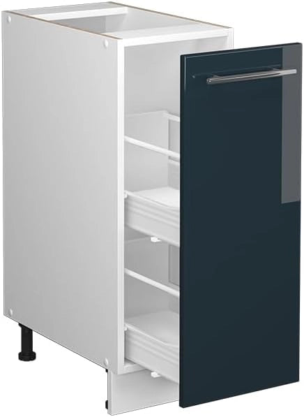 mobile lavello cucina Fame-Line, Blu scuro lucido/Bianco, 80 cm con ripiano, PL Marmo