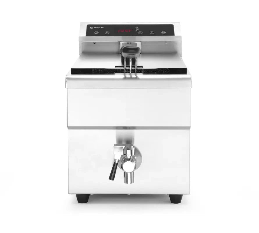 Friggitrice ad induzione con rubinetto di scarico - 8 l, HENDI, 8L, Grigio chiaro