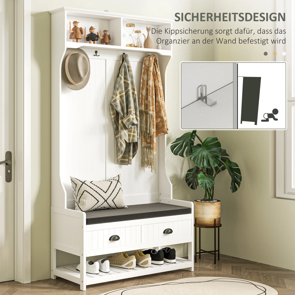 APPENDIABITI con panca 89x42x172 cm MDF Bianco
