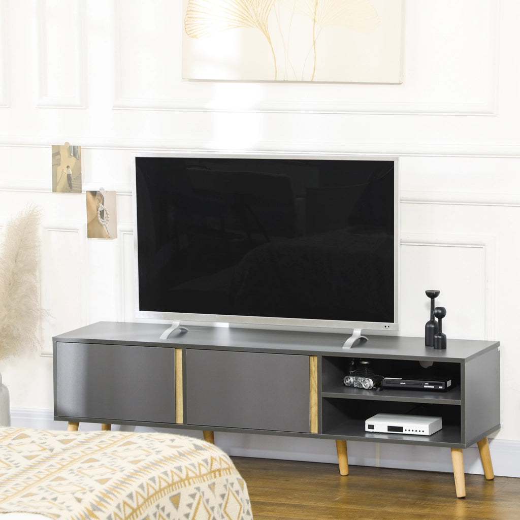 Mobile TV scandinavo con ante e ripiani ¨C Xylo ¨C 150x35x45 cm grigio scuro
