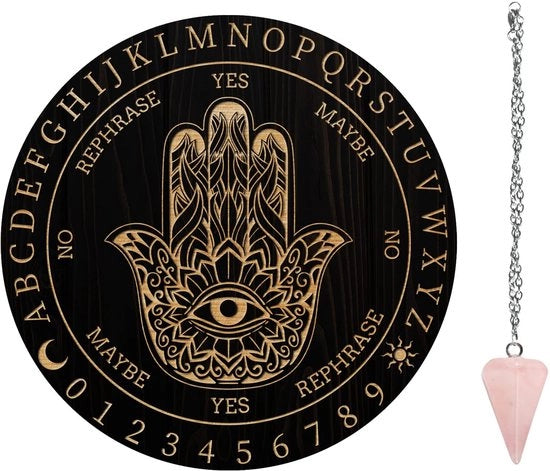 Pendolo a Sospensione 7,8'' - Pannello di Legno - Cristallo di Quarzo Rosa - Regolo di Livello - Attrezzature per Altare - Oggetti di Divinazione Metafisica - Tavola di Divinazione