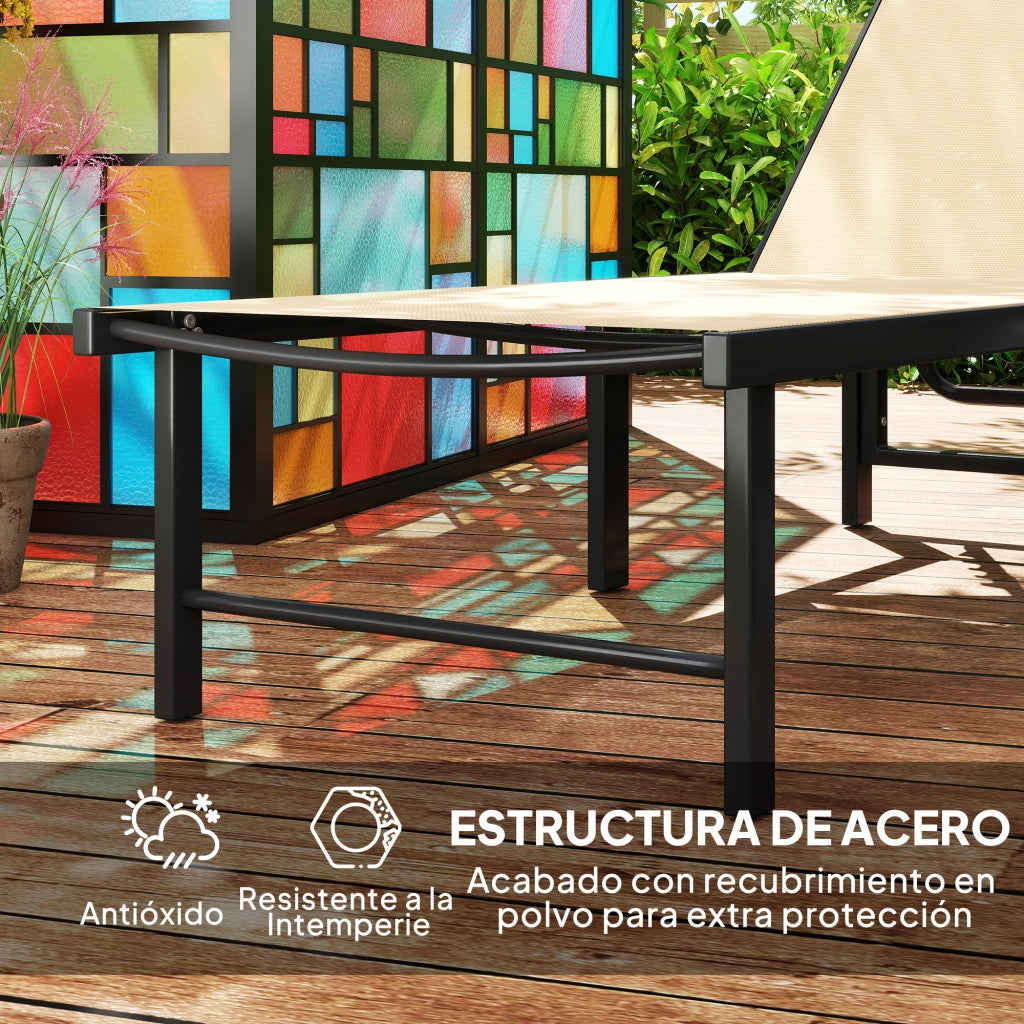 Poltrona Reclinabile da Giardino con Schienale Regolabile ¨C zephmum ¨C Caqui 166x60x84 cm