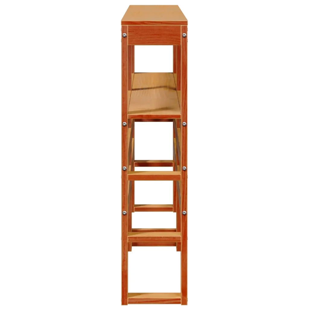 Testiera con Ripiani-Testata contenitore Marrone Cera 120 cm Legno Massello di Pino 500121