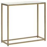 Consolle Effetto Marmo Bianco Piano In Vetro Temperato Base In Metallo dorato Glam Moderno Soggiorno Camera Da Letto Corridoio