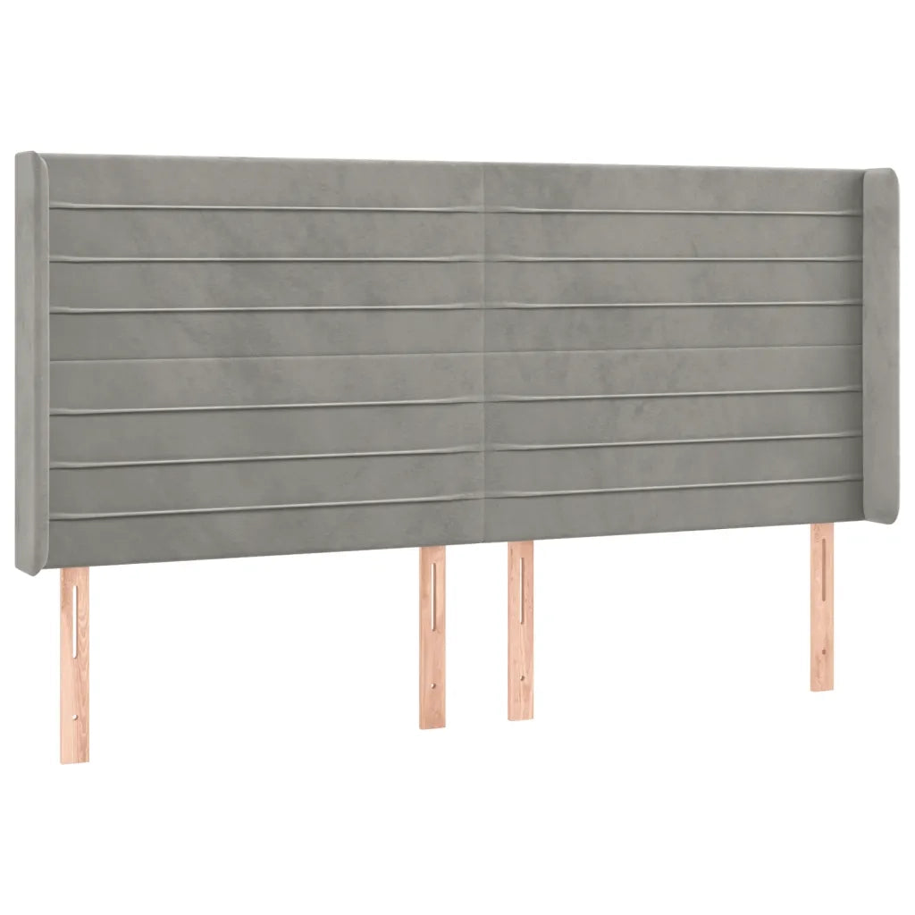 Testiera a LED Grigio Chiaro 203x16x118/128 cm in Velluto 3124254