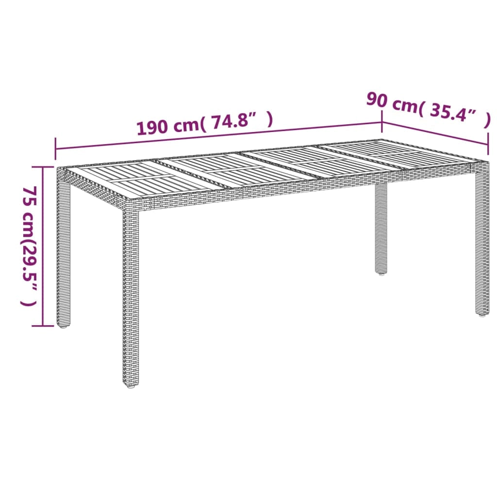 Set da pranzo da esterno in vimini di resina nera da 7 pezzi con cuscini inclusi mobili da giardino e cuscini (02_0014472)