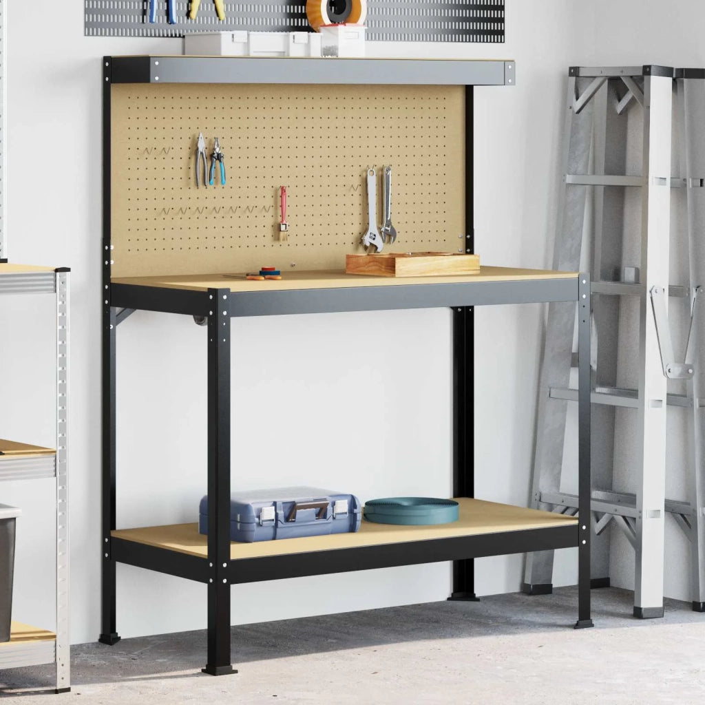 Banco da lavoro con lo scaffale Nero 114 x 54 x 145 cm CFW1397382