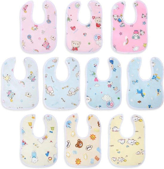 Set di assorbenti e regolabili - 5 pezzi - Fazzoletti per la bocca per neonati - Mousseline con cordoncino per bambini
