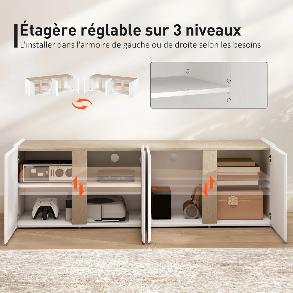 Mobile TV con 4 Ante e Ripiani Regolabili ¨C Xylo ¨C Bianco 135x38x45 cm