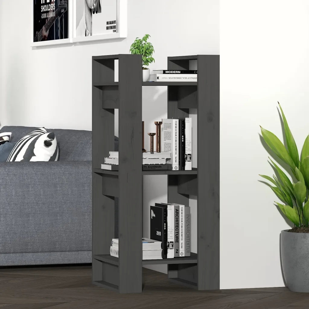 Libreria/Divisorio Grigio 41x35x91 cm in Legno Massello di Pino 813861