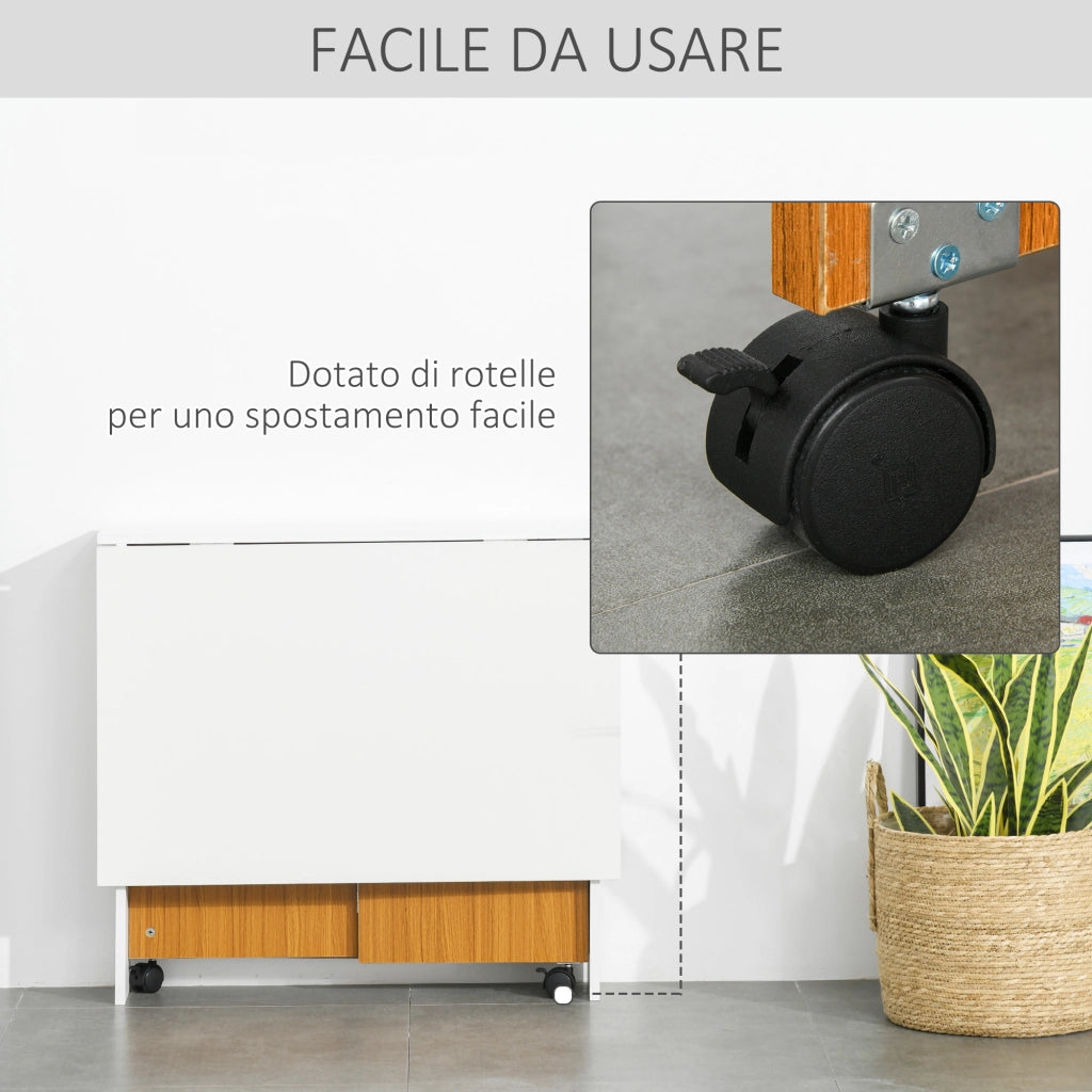 EasyComfort Tavolo da Pranzo Allungabile, Design Moderno, Tavolo Pieghevole Salvaspazio con Ruote 120 × 80 × 73cm