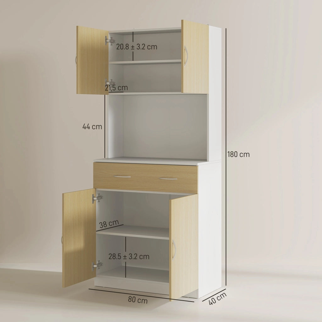 Credenza per Cucina con Armadietti a 2 Ante 80x40x180 cm Colore Legno
