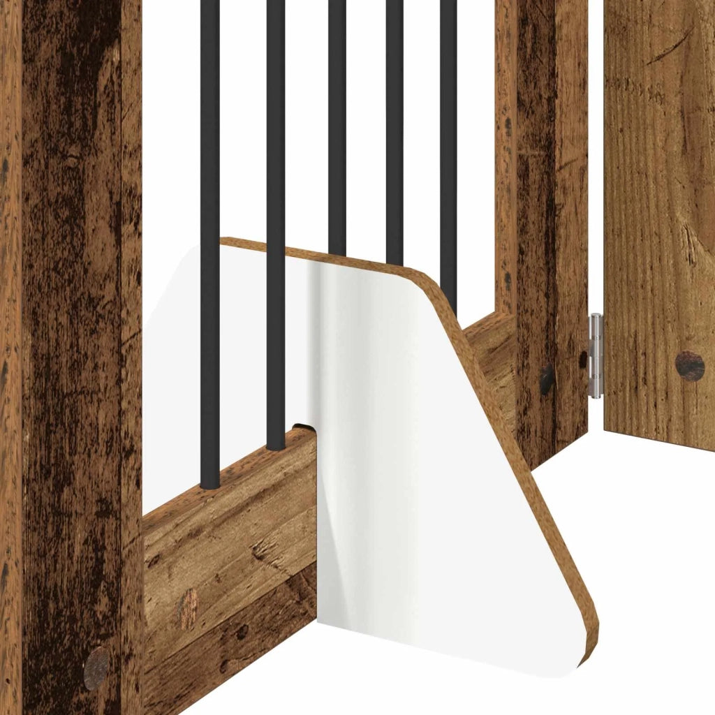 Cancello per cani con supporti 6 pz Legno antico 60 x 80 cm CFW3588798