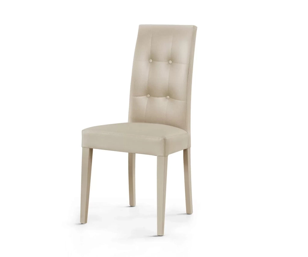 Set 2 sedie moderne legno ecopelle imbottita beige con bottoni (901) - Mobili 2G