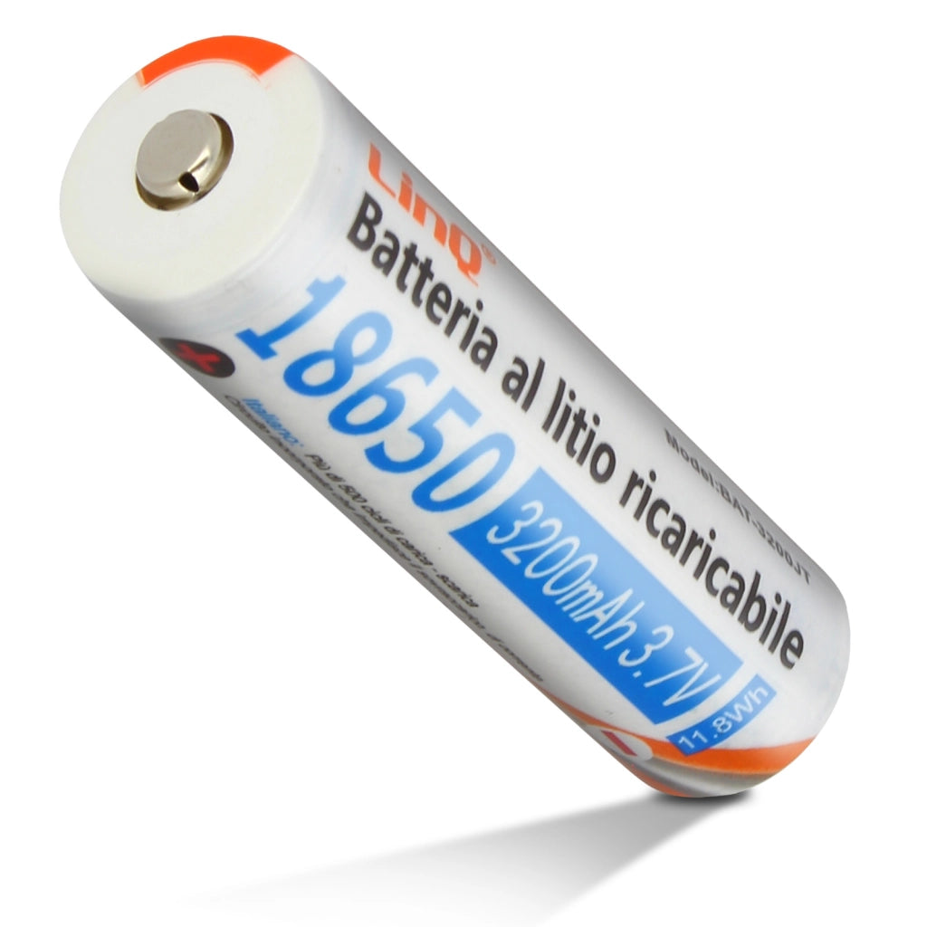 2 Batterie 18650 a Litio 3200mAh 3.7V Ricaricabili Standard 3200JT Arancione LinQ