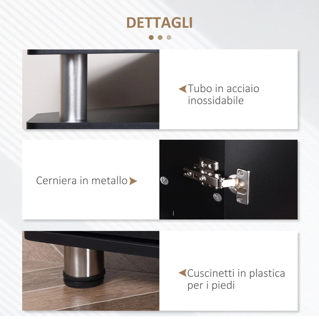Mobile TV Classico per Soggiorno con 2 Ripiani e 2 Armadietti ¨C Zephmum ¨C Nero