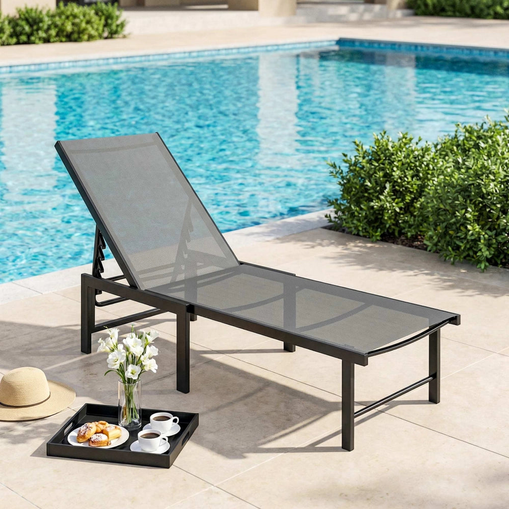 Poltrona Reclinabile da Giardino ¨C zephmum ¨C Grigio 166x60x84 cm
