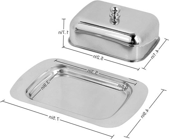Botte per burro in acciaio inossidabile con coperchio per 250 g di burro - argento 188 x 128 x 67 cm