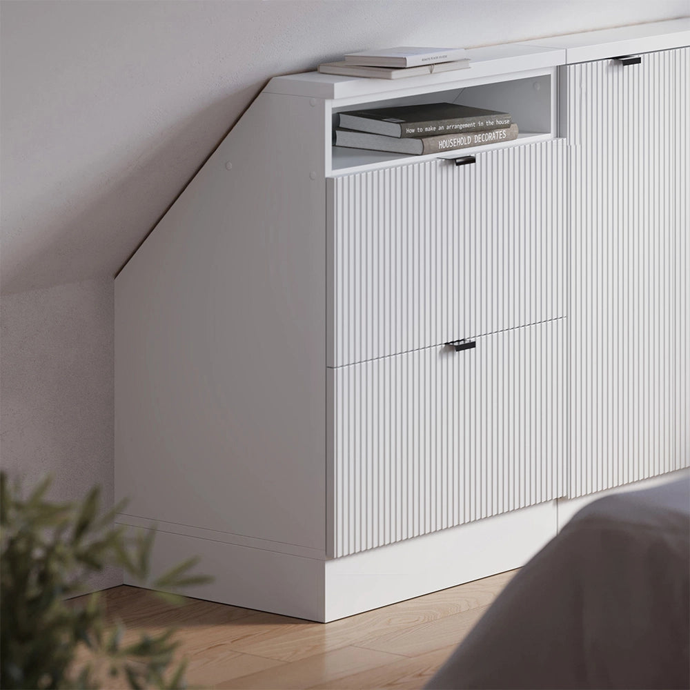 Mobile sottotetto Rion Ondulazione bianca/Bianco 60 x 83.8 cm con 2 cassetti Vicco