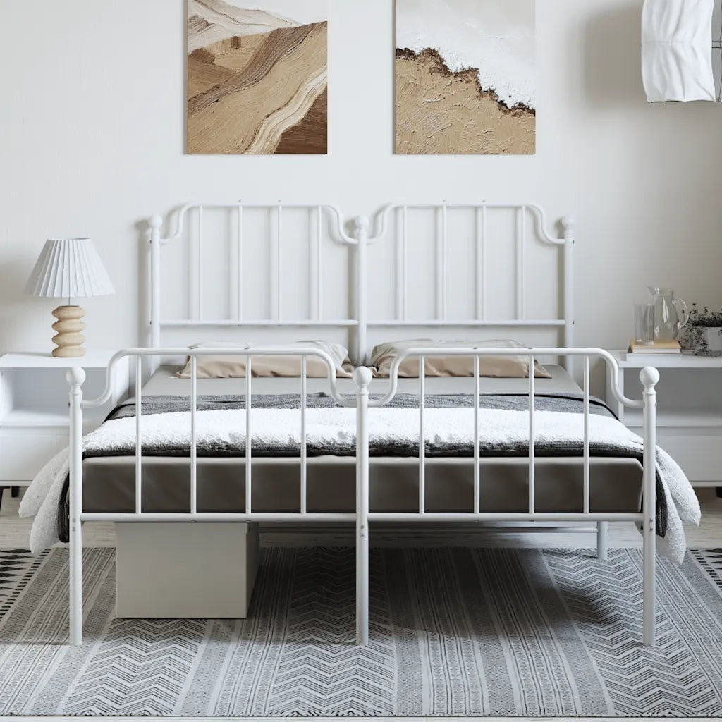 Giroletto con Testiera e Pediera Metallo Bianco 150x200 cmcod mxl 132524