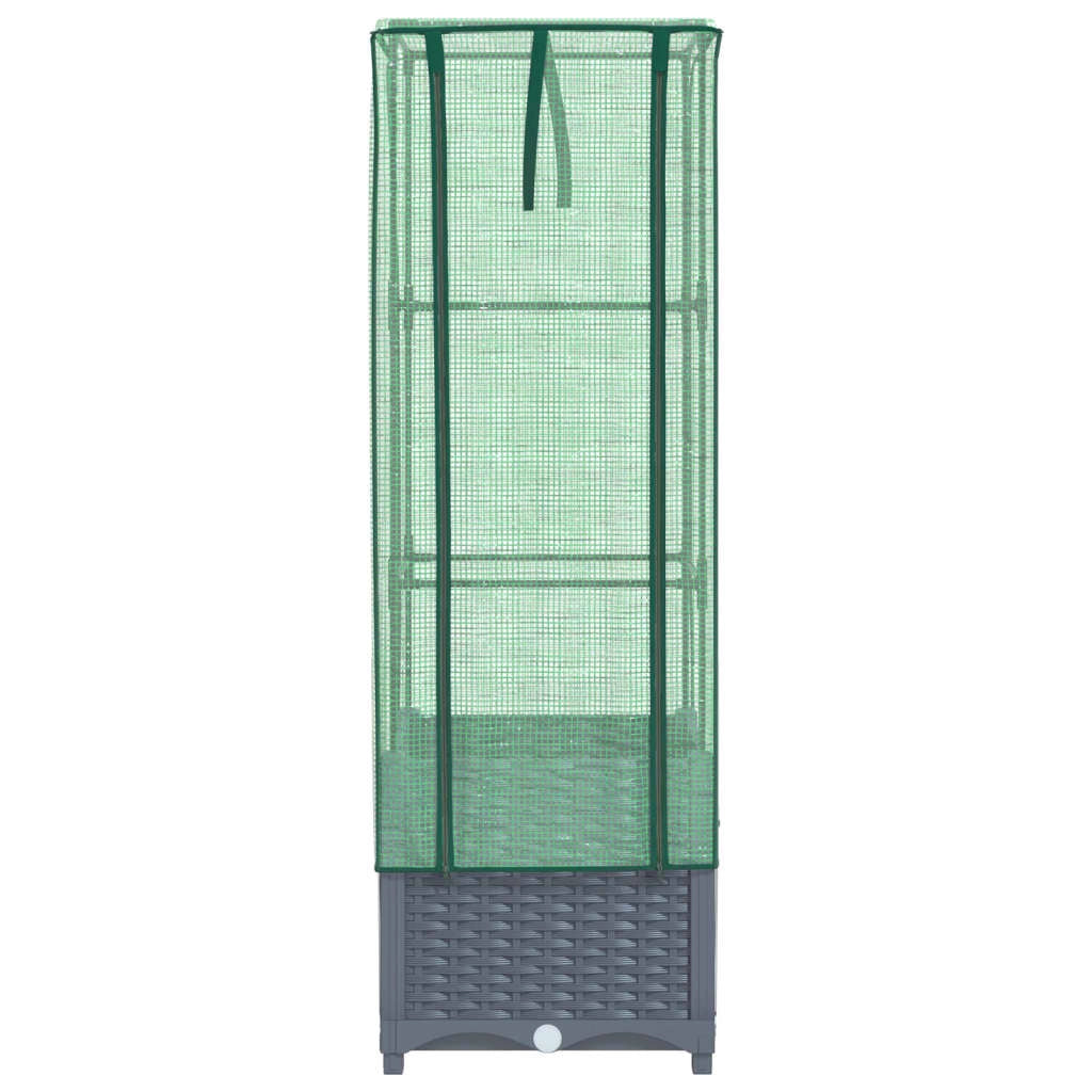 Aiuola rialzata/fioriera con copertura effetto rattan 40 x 40 x 139 cm blu/grigio 02_0038772