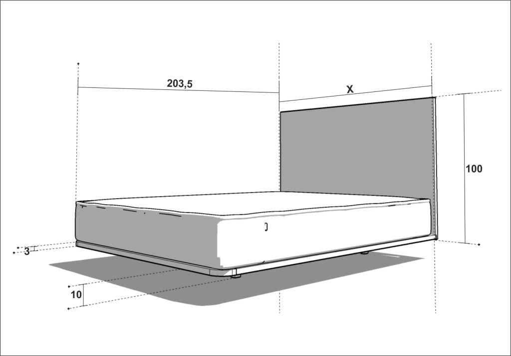LETTO IMBOTTITO SONAR TRE 140x200 SOLIK ROVERE NATURALE