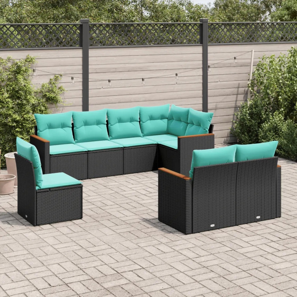 Set Divani da Giardino 8 pz con Cuscini Nero in Polyrattan 3226162