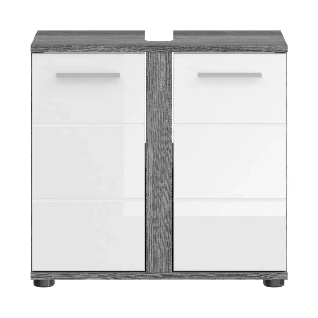 Set di mobili da bagno WILLIAM – Grigio scuro e bianco – 64x191x34 cm – Con LED