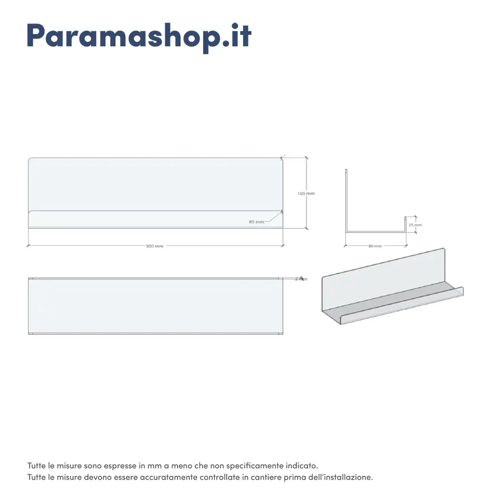 Mensola da bagno portaoggetti da 30cm in alluminio nero opaco | Tromso