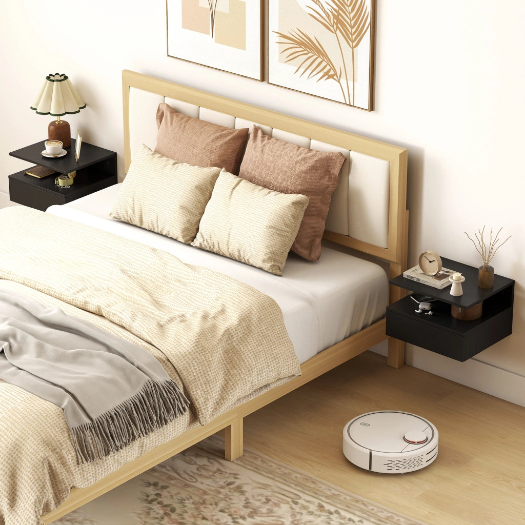 Comodino sospeso con cassetto ¨C Xylo ¨C nero 35x32x22.5 cm set 2 pezzi