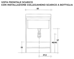 Mobile Lavatoio 60x50x85cm 2 Ante Asse in Legno Montegrappa Marella Bianco con Cesto